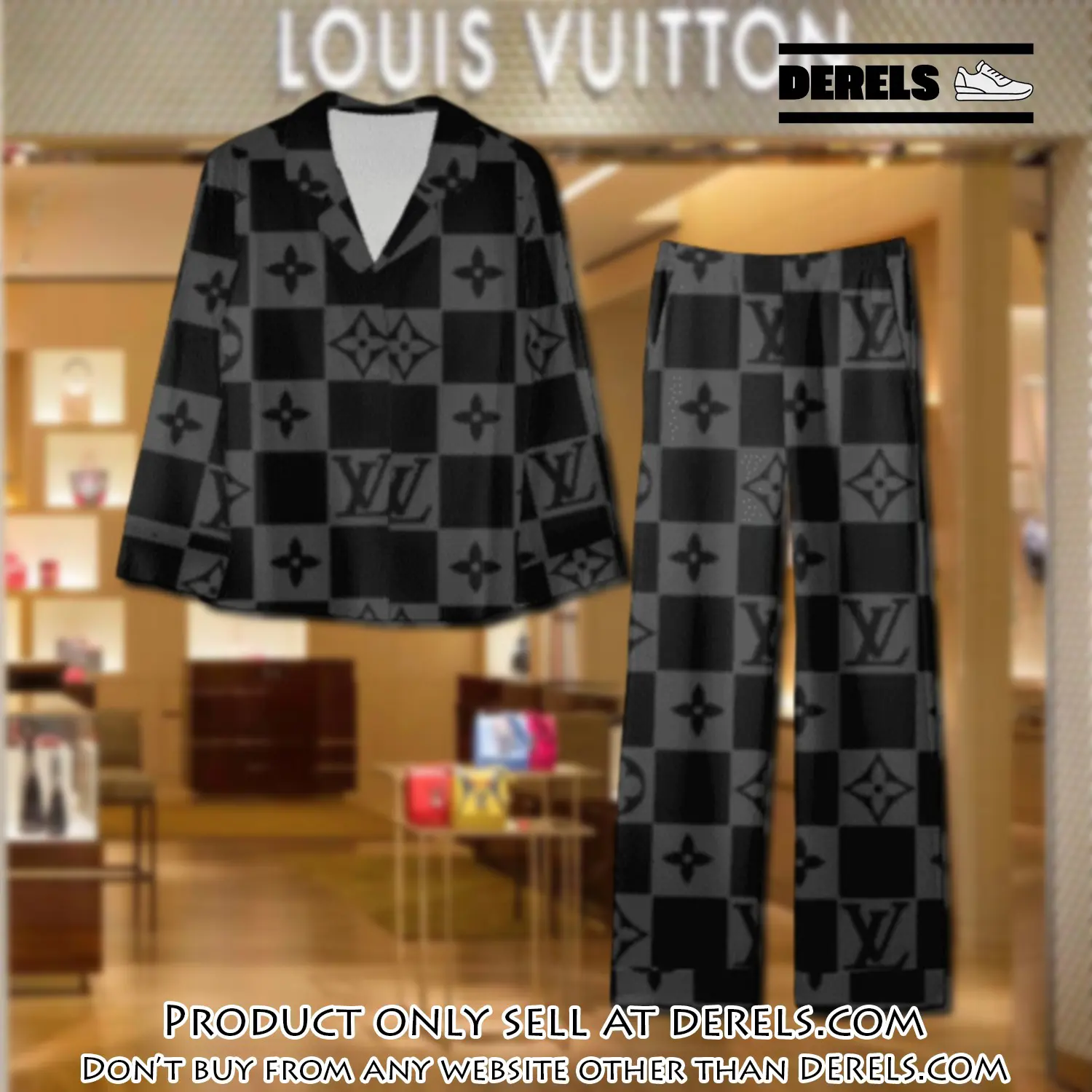 Trending luxury lv satin pajama set pjs1073 dr3420225